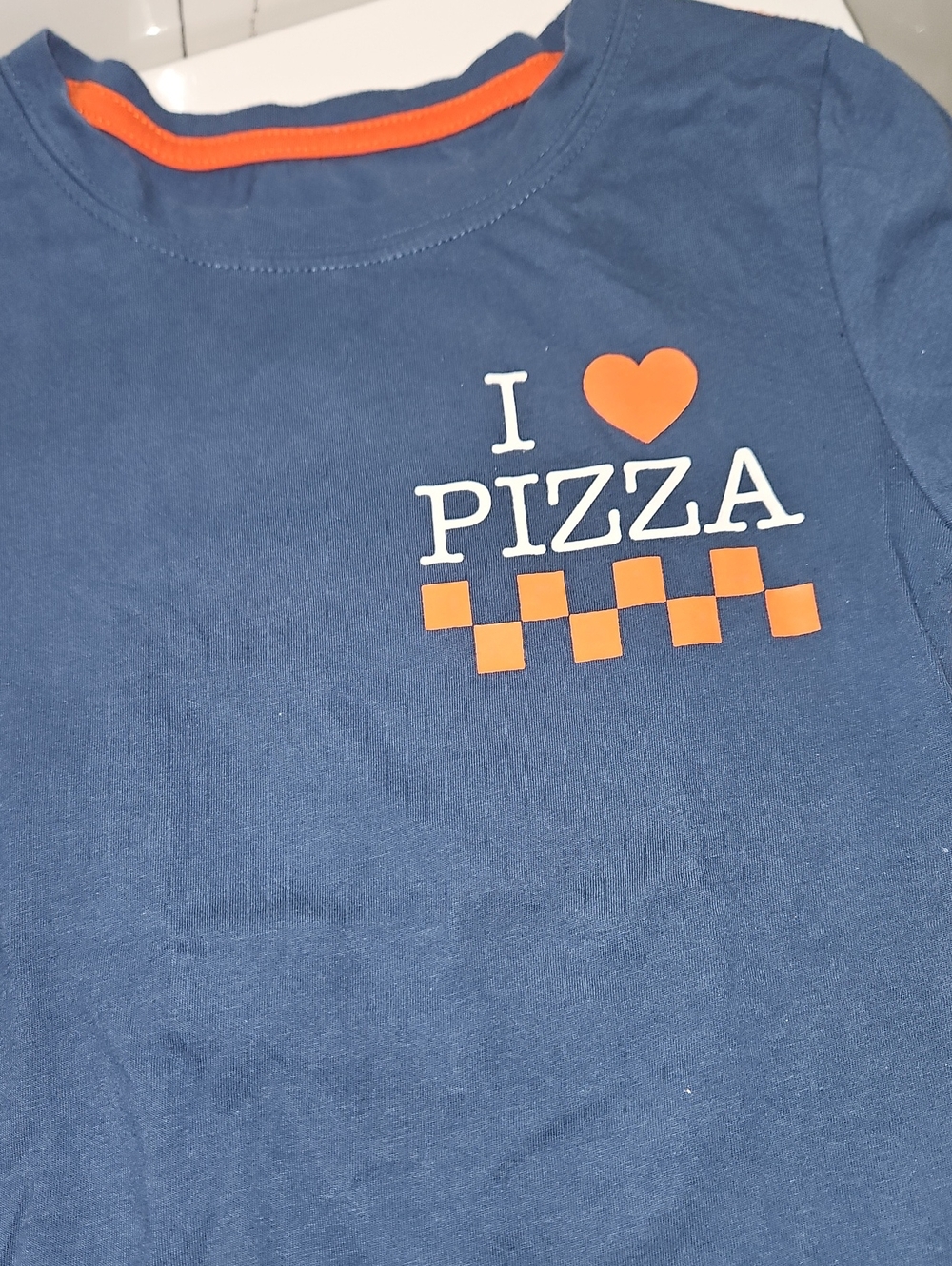 Appaman I Heart Pizza Graphic Tee for Kids - Navy & Orange